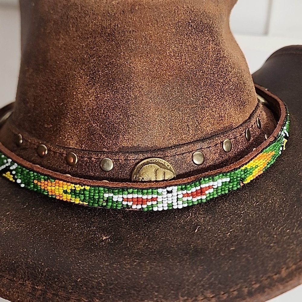 Colorful Vintage Native American Handcrafted Beaded Belt/Hat Band Size 26 - Picture 11 of 11